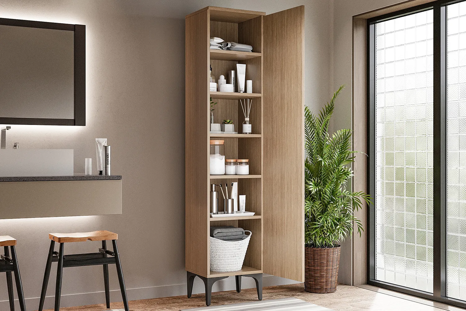 ヒトミ Comfort Flex Tek Kapaklı Çok Amaçlı Dolap Ceviz | Çetmen Mobilya