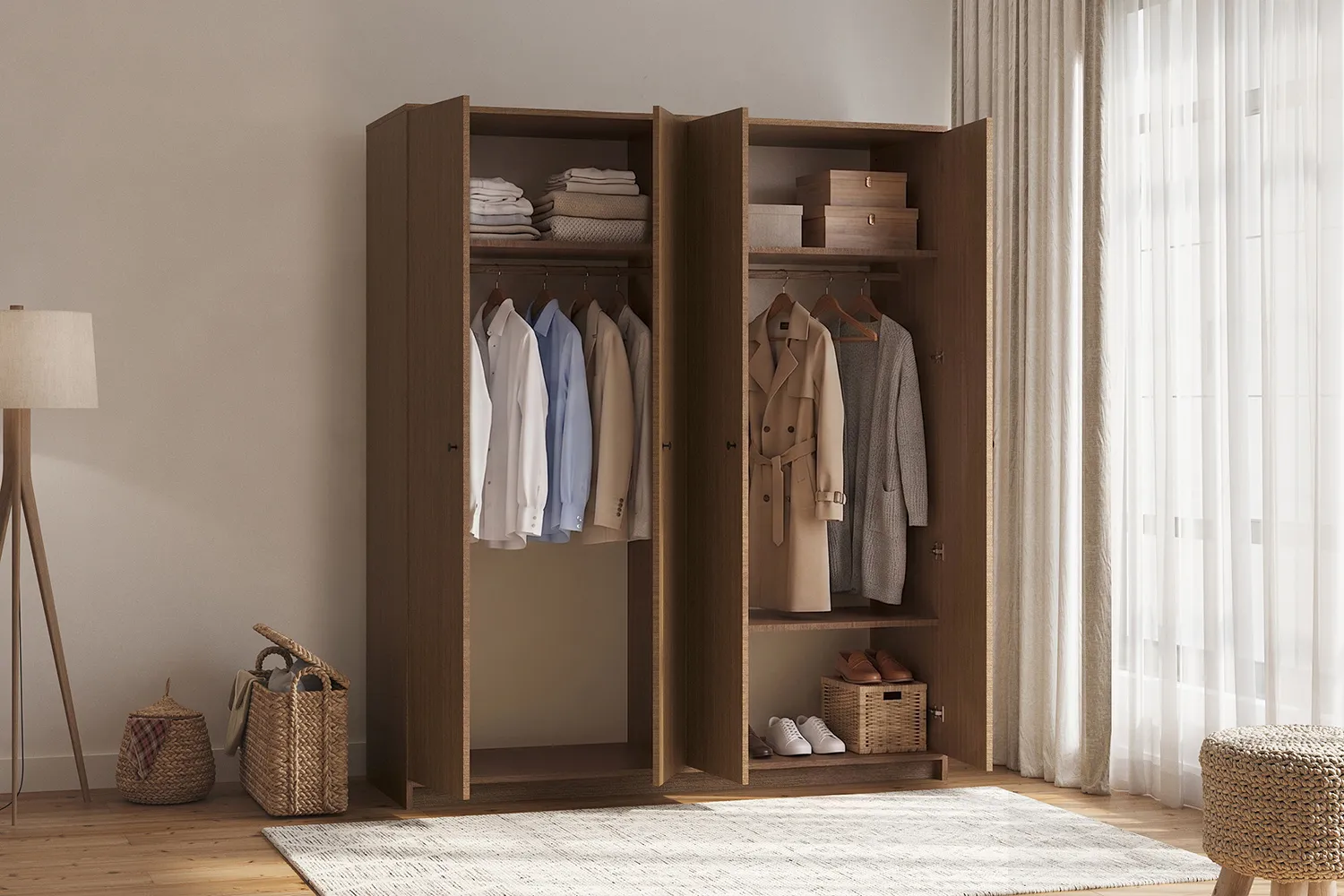 Comfort Flex Plus Dolap 4 Kapaklı Ceviz | Çetmen Mobilya